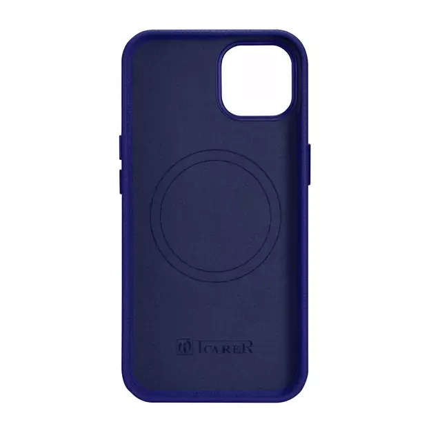 iCarer Litchi Premium Leather Case iPhone 14 Magnetic Leather Case with MagSafe Dark Blue (WMI14220709-DB) 19