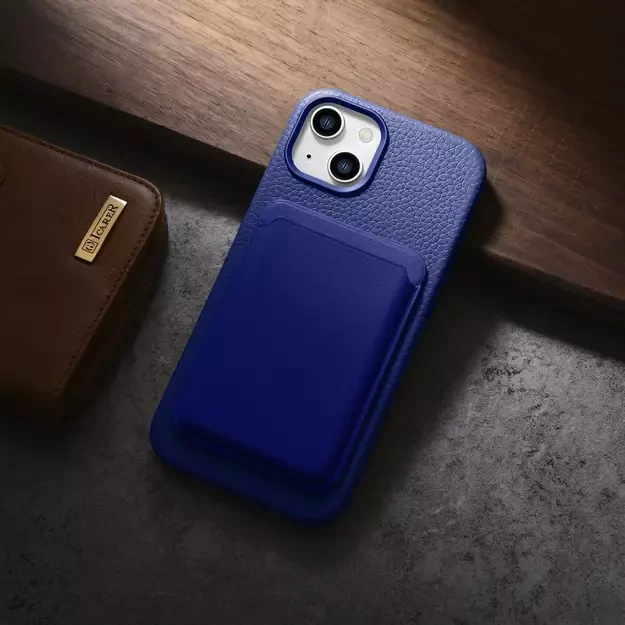 iCarer Litchi Premium Leather Case iPhone 14 Magnetic Leather Case with MagSafe Dark Blue (WMI14220709-DB) 34