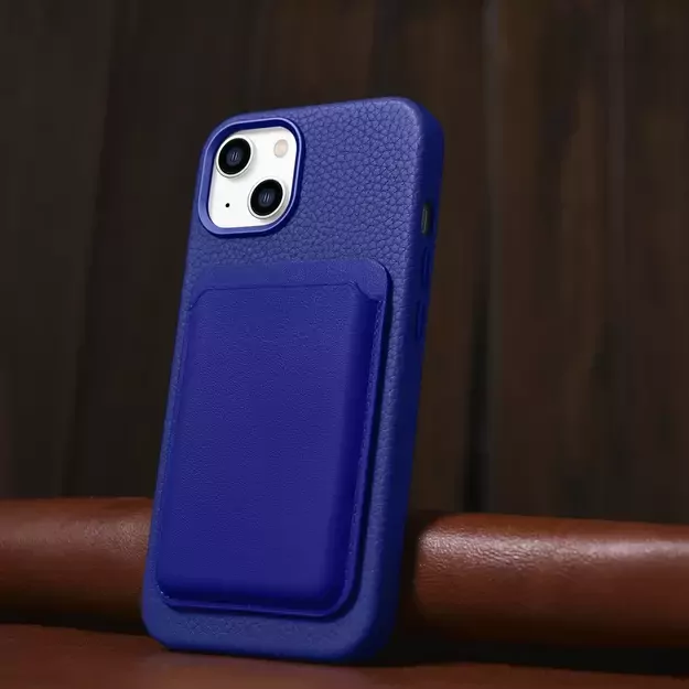 iCarer Litchi Premium Leather Case iPhone 14 Magnetic Leather Case with MagSafe Dark Blue (WMI14220709-DB) 31