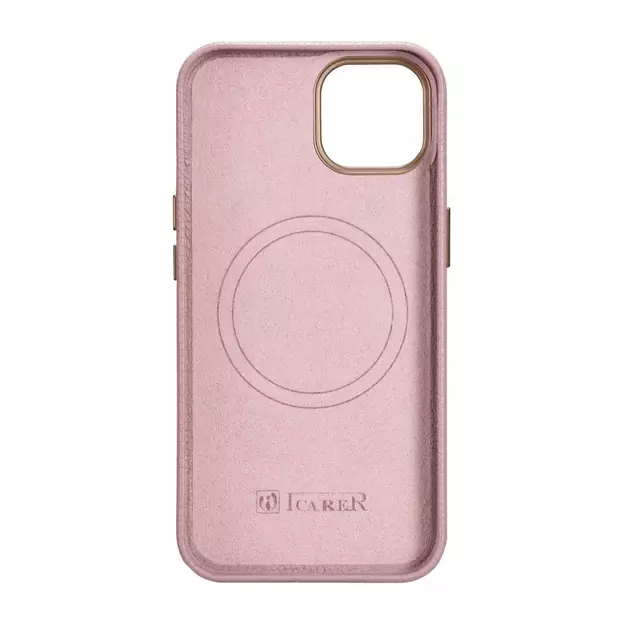 iCarer Litchi Premium Leather Case iPhone 14 Plus Magnetic Leather Case with MagSafe Pink (WMI14220711-PK) 2