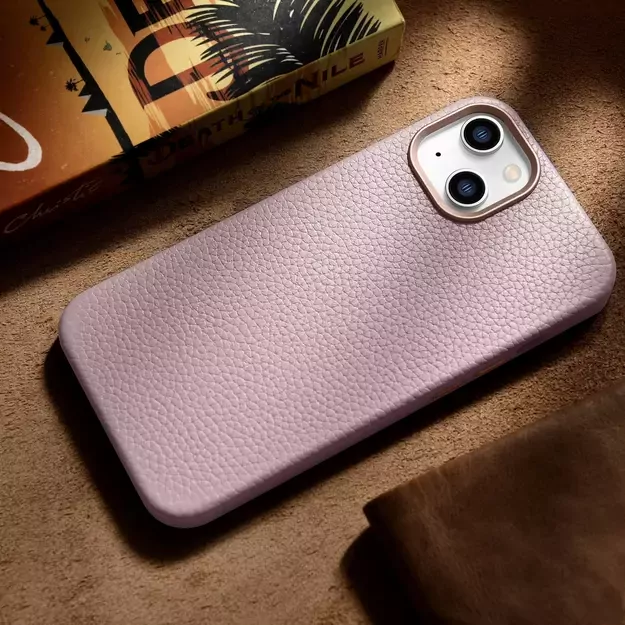 iCarer Litchi Premium Leather Case iPhone 14 Plus Magnetic Leather Case with MagSafe Pink (WMI14220711-PK) 15