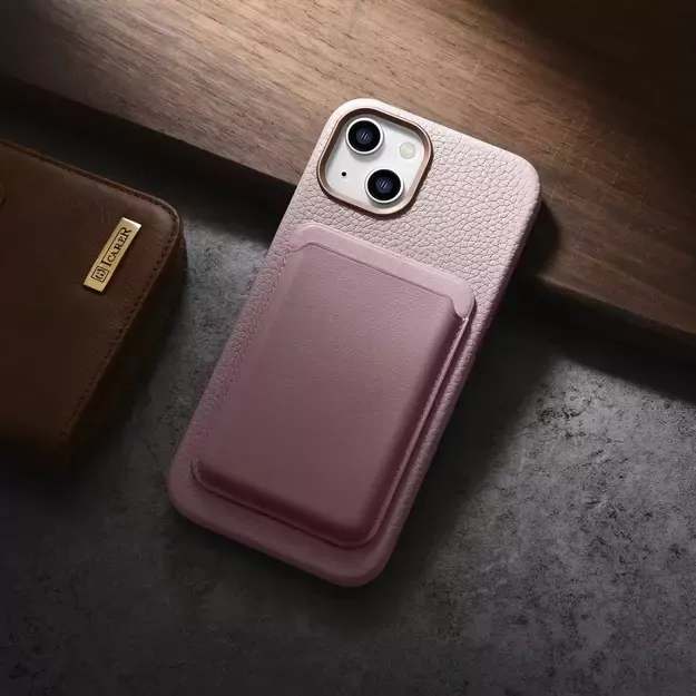 iCarer Litchi Premium Leather Case iPhone 14 Plus Magnetic Leather Case with MagSafe Pink (WMI14220711-PK) 17