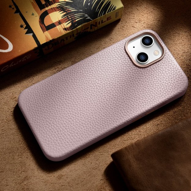 iCarer Litchi Premium Leather Case iPhone 14 Plus Magnetic Leather Case with MagSafe Pink (WMI14220711-PK) 36