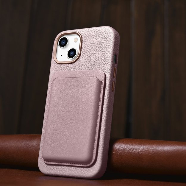 iCarer Litchi Premium Leather Case iPhone 14 Plus Magnetic Leather Case with MagSafe Pink (WMI14220711-PK) 35