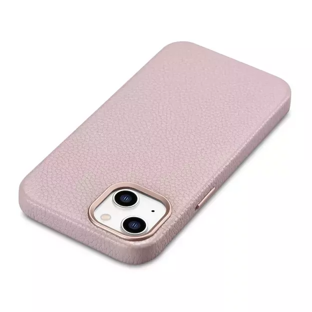 iCarer Litchi Premium Leather Case iPhone 14 Plus Magnetic Leather Case with MagSafe Pink (WMI14220711-PK) 11