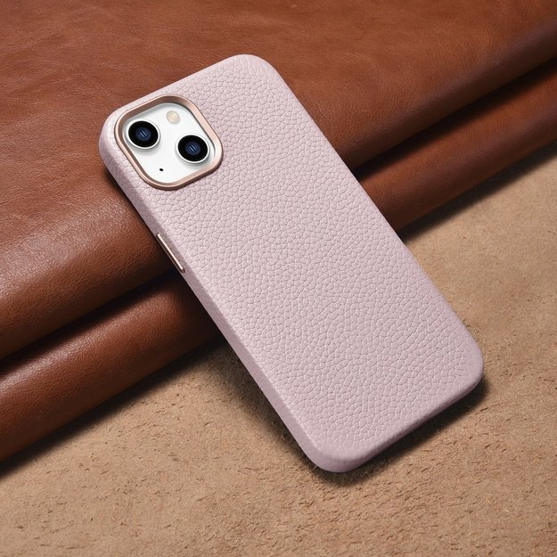 iCarer Litchi Premium Leather Case iPhone 14 Plus Magnetic Leather Case with MagSafe Pink (WMI14220711-PK) 34