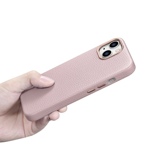 iCarer Litchi Premium Leather Case iPhone 14 Plus Magnetic Leather Case with MagSafe Pink (WMI14220711-PK) 41