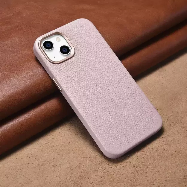 iCarer Litchi Premium Leather Case iPhone 14 Plus Magnetic Leather Case with MagSafe Pink (WMI14220711-PK) 13