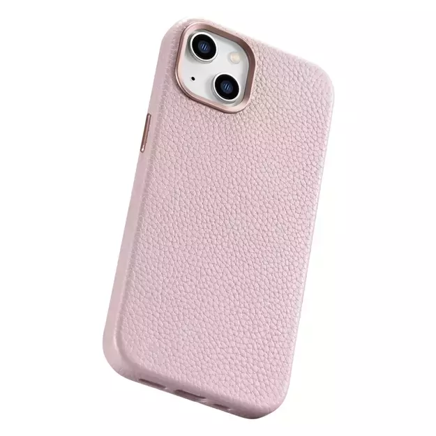 iCarer Litchi Premium Leather Case iPhone 14 Plus Magnetic Leather Case with MagSafe Pink (WMI14220711-PK) 12