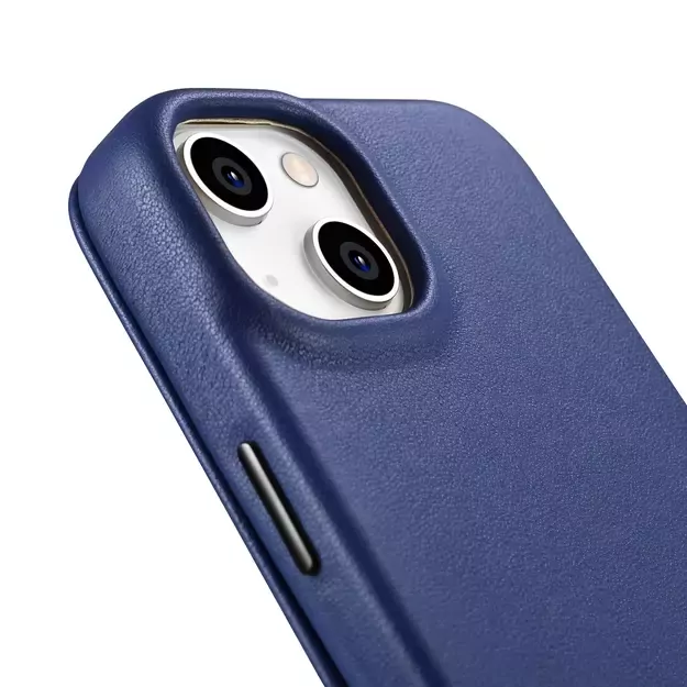 iCarer CE Premium Leather Folio Case iPhone 14 Plus Magnetic Flip Leather Folio Case MagSafe Blue (WMI14220715-BU) 14
