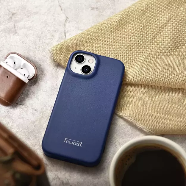 iCarer CE Premium Leather Folio Case iPhone 14 Plus Magnetic Flip Leather Folio Case MagSafe Blue (WMI14220715-BU) 26