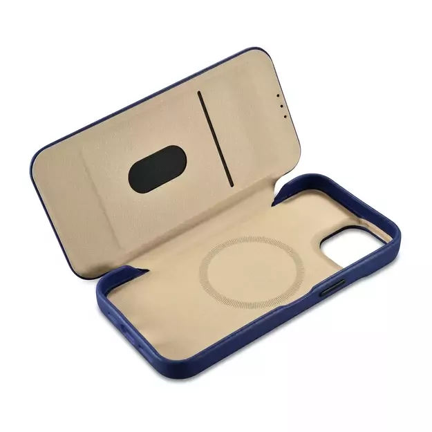 iCarer CE Premium Leather Folio Case iPhone 14 Plus Magnetic Flip Leather Folio Case MagSafe Blue (WMI14220715-BU) 15
