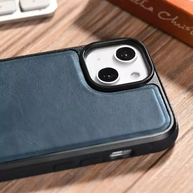 iCarer Leather Oil Wax case covered with natural leather for iPhone 14 Plus blue (WMI14220719-BU) 26