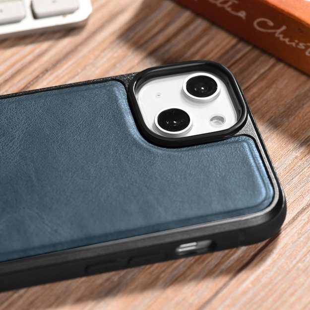 iCarer Leather Oil Wax case covered with natural leather for iPhone 14 Plus blue (WMI14220719-BU) 29