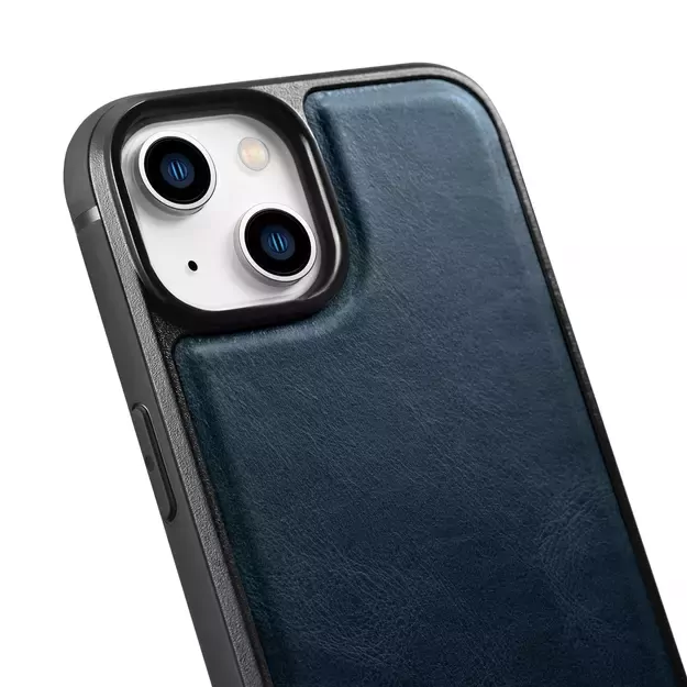 iCarer Leather Oil Wax case covered with natural leather for iPhone 14 Plus blue (WMI14220719-BU) 20