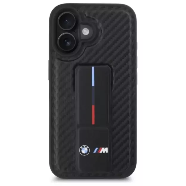 BMW M Grip Stand Smooth and Carbon case for iPhone 16 - black 2