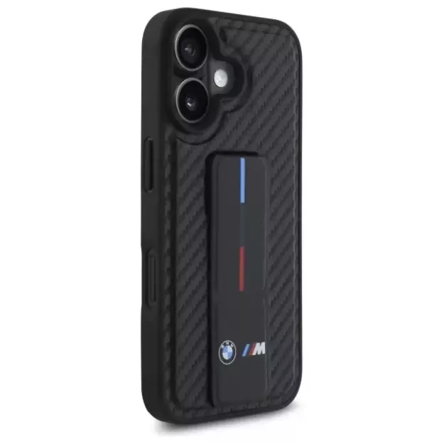 BMW M Grip Stand Smooth and Carbon case for iPhone 16 - black 3