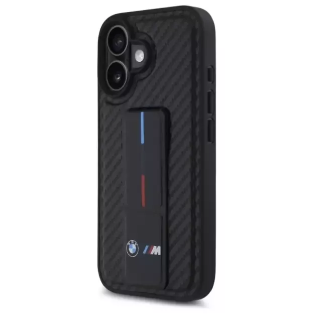BMW M Grip Stand Smooth and Carbon case for iPhone 16 - black 1