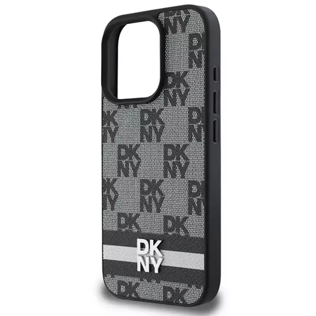 DKNY Checkered Pattern &amp  Printed Stripes case for iPhone 16 Pro - black 5
