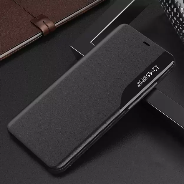 Eco Leather View Case elegant bookcase type case with kickstand for iPhone 13 Pro Max black 10