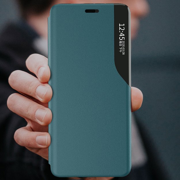 Eco Leather View Case elegant bookcase type case with kickstand for iPhone 13 Pro Max black 18