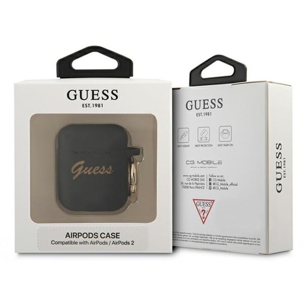Guess GUA2SSSK AirPods cover black/black Silicone Vintage Script 4