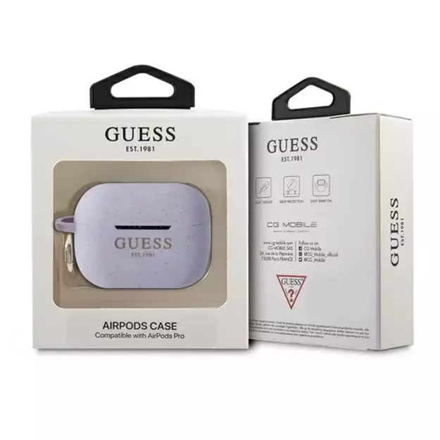 Guess GUAPSGGEU AirPods Pro cover purple/purple Silicone Glitter 2