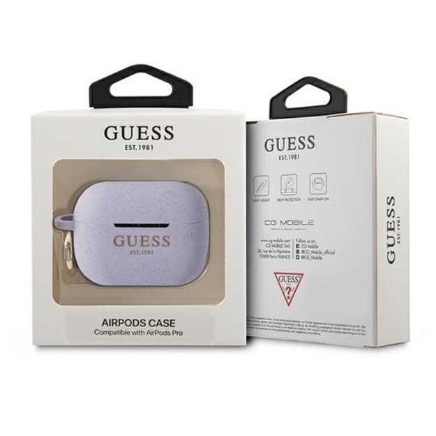 Guess GUAPSGGEU AirPods Pro cover purple/purple Silicone Glitter 4