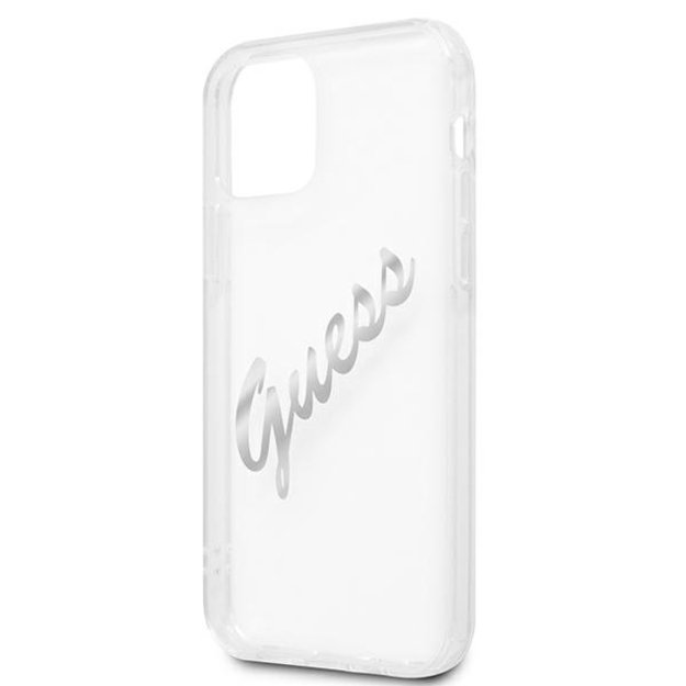 Guess GUHCP12LKTRSVSI iPhone 12 Pro Max 6.7&quot  Transparent hardcase Vintage Script Silver 12