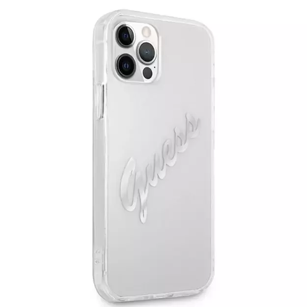 Guess GUHCP12LKTRSVSI iPhone 12 Pro Max 6.7&quot  Transparent hardcase Vintage Script Silver 3