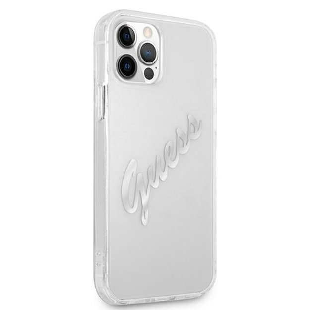 Guess GUHCP12LKTRSVSI iPhone 12 Pro Max 6.7&quot  Transparent hardcase Vintage Script Silver 10