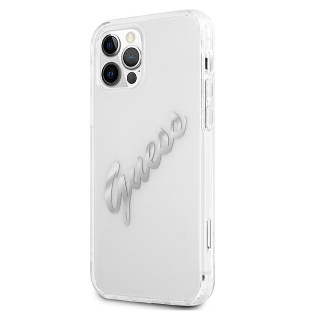 Guess GUHCP12LKTRSVSI iPhone 12 Pro Max 6.7&quot  Transparent hardcase Vintage Script Silver 8