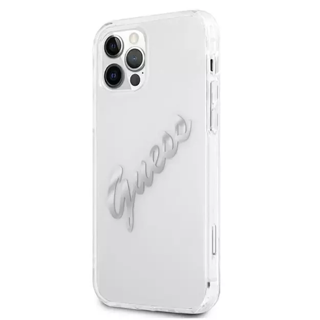 Guess GUHCP12LKTRSVSI iPhone 12 Pro Max 6.7&quot  Transparent hardcase Vintage Script Silver 1