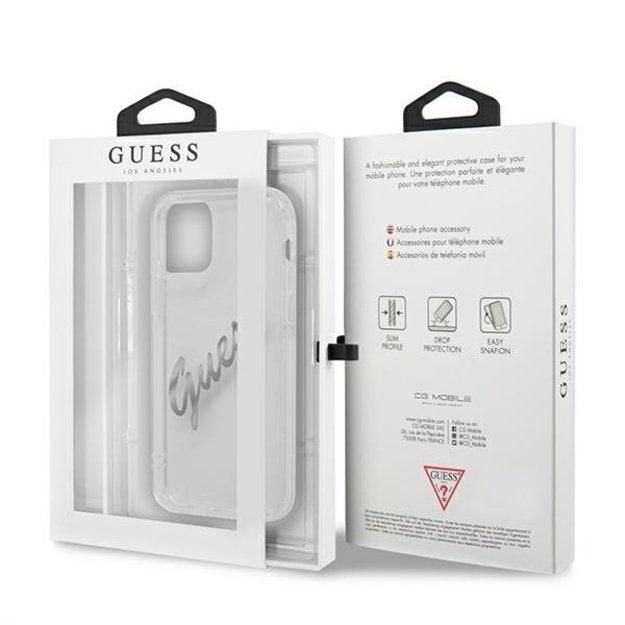 Guess GUHCP12LKTRSVSI iPhone 12 Pro Max 6.7&quot  Transparent hardcase Vintage Script Silver 14