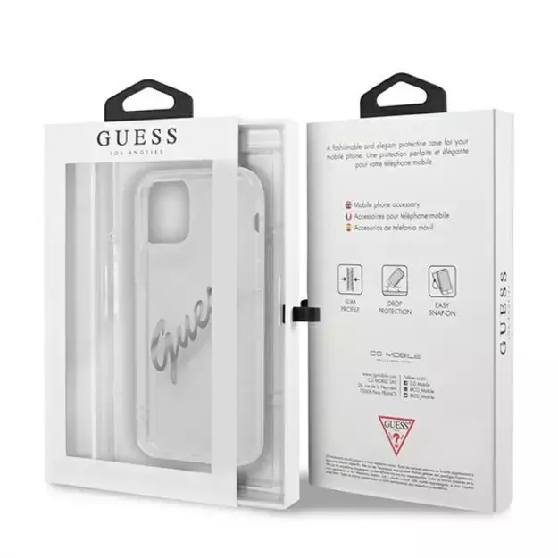 Guess GUHCP12LKTRSVSI iPhone 12 Pro Max 6.7&quot  Transparent hardcase Vintage Script Silver 7