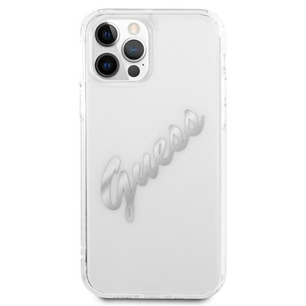 Guess GUHCP12LKTRSVSI iPhone 12 Pro Max 6.7&quot  Transparent hardcase Vintage Script Silver 9