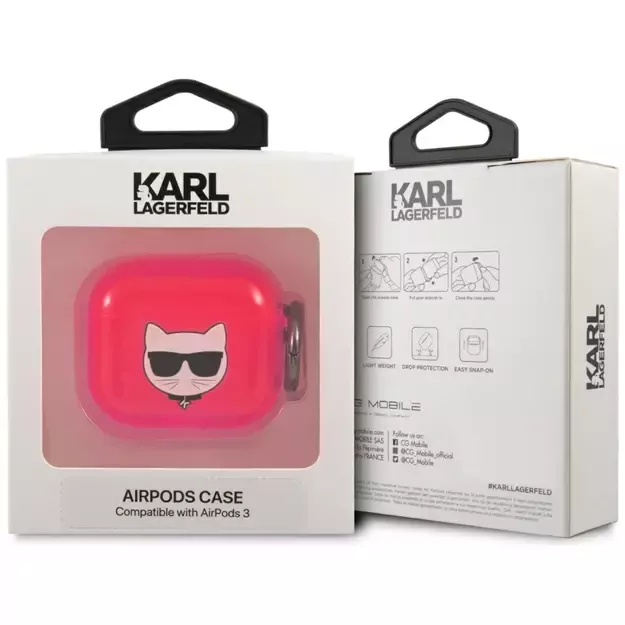 Karl Lagerfeld KLA3UCHFP AirPods 3 cover różowy/pink Choupette 2