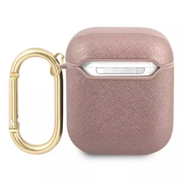 Guess GUA2SASMP AirPods cover pink/pink Saffiano Script Metal Collection 1