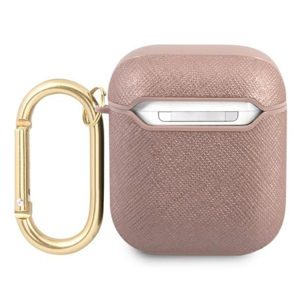 Guess GUA2SASMP AirPods cover pink/pink Saffiano Script Metal Collection 3