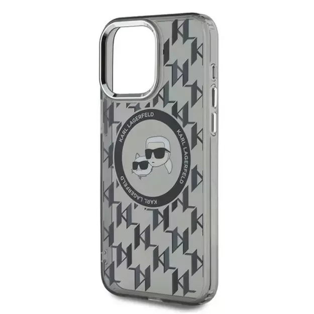 Karl Lagerfeld IML Monogram Karl &amp  Choupette Head MagSafe iPhone 15 Pro Case - Black 13