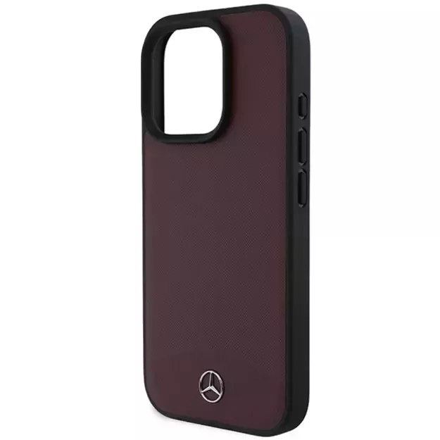 Mercedes Textured And Plain Leather MagSafe case for iPhone 16 Pro Max - red 5