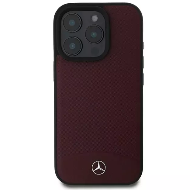 Mercedes Textured And Plain Leather MagSafe case for iPhone 16 Pro Max - red 2