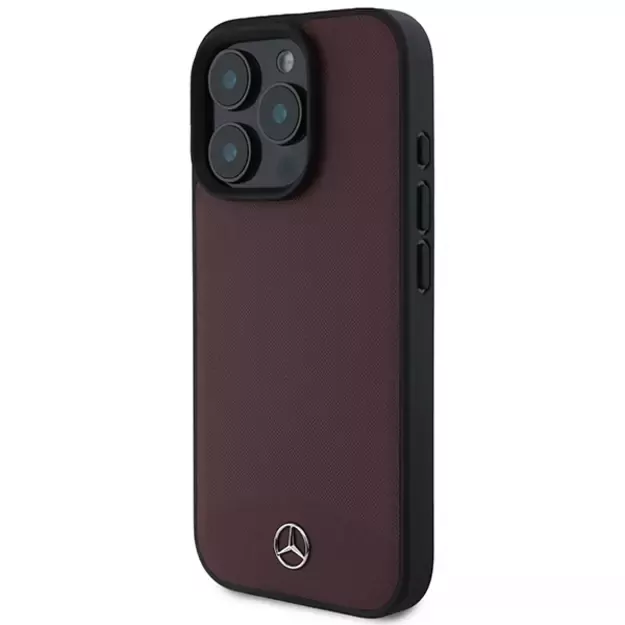 Mercedes Textured And Plain Leather MagSafe case for iPhone 16 Pro Max - red 1