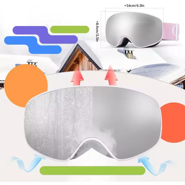 Qunature Pink Children&#39 s skiing goggles (medium/large children&#39 s version) 3