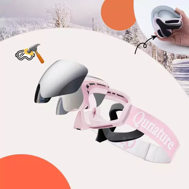 Qunature Pink Children&#39 s skiing goggles (medium/large children&#39 s version) 5