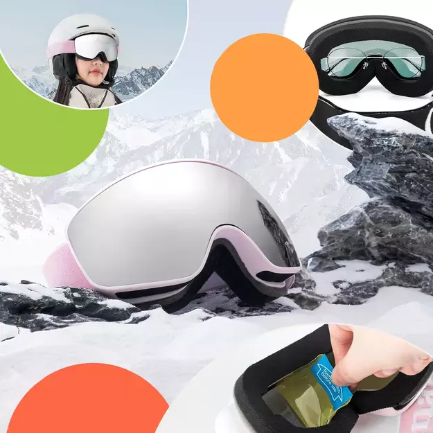 Qunature Pink Children&#39 s skiing goggles (medium/large children&#39 s version) 2