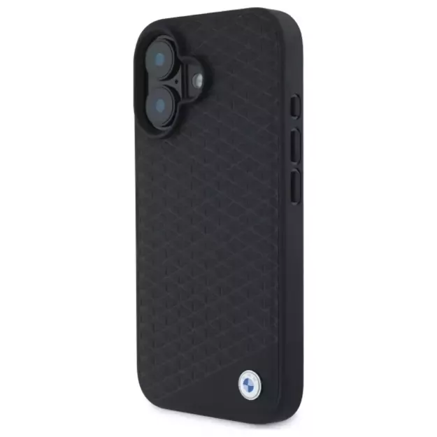 BMW Sign Leather Diamond Metal Logo MagSafe iPhone 16 Case - Black 8