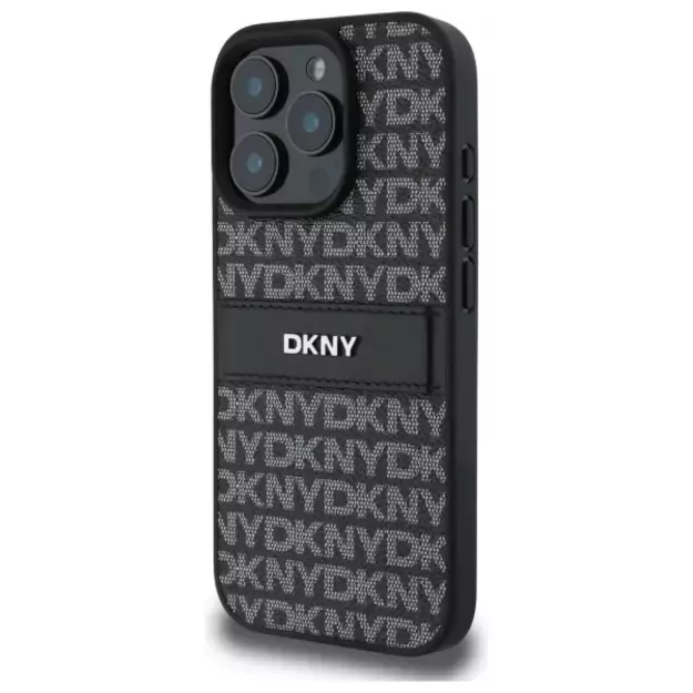 DKNY Texture Pattern Tonal Stripe iPhone 16 Pro Case - Black 8