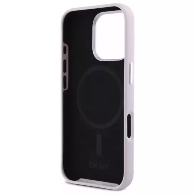 DKNY Liquid Silicone Small Metal Logo MagSafe iPhone 16 Pro Max Case - Pink 13