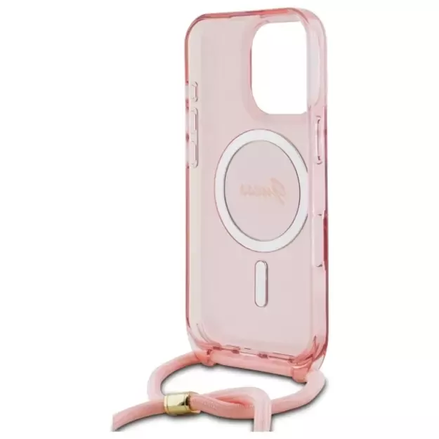 Guess Crossbody Cord Script MagSafe Case for iPhone 16 Pro - Pink 11